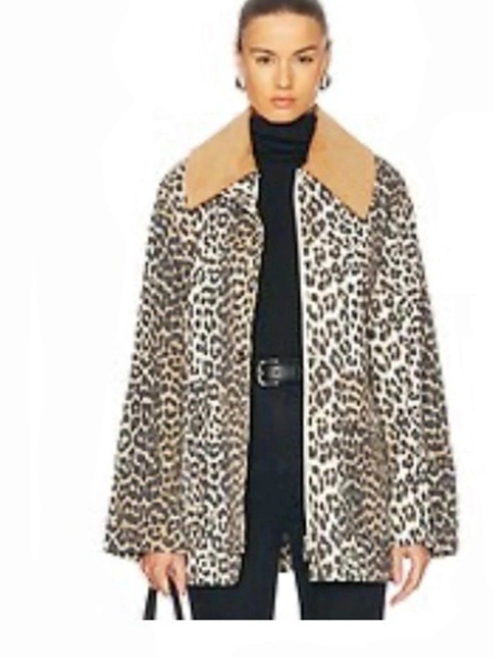 Ganni Leopard Printed Canvas Midi Jacket